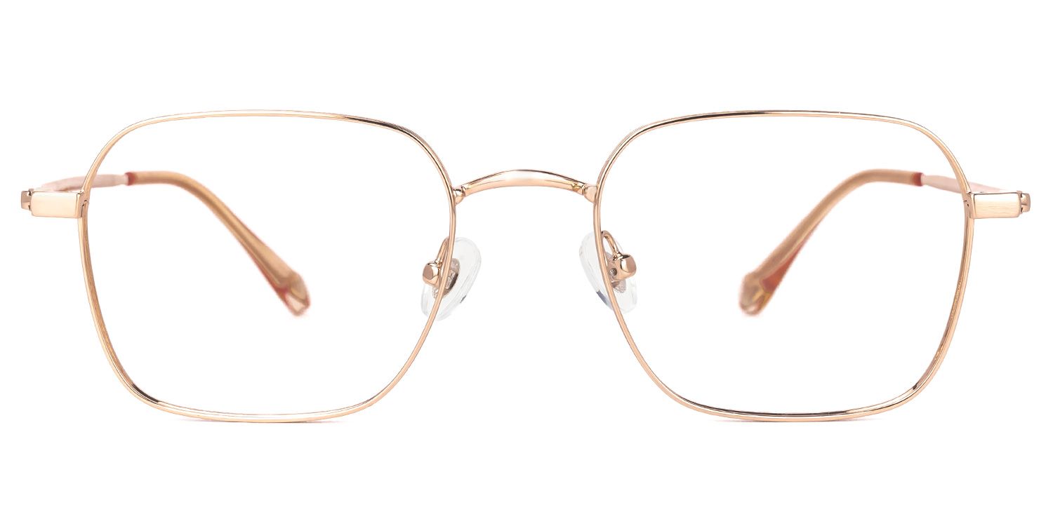 Deimena - Rectangle Gold Eyeglasses | Vooglam Angle View