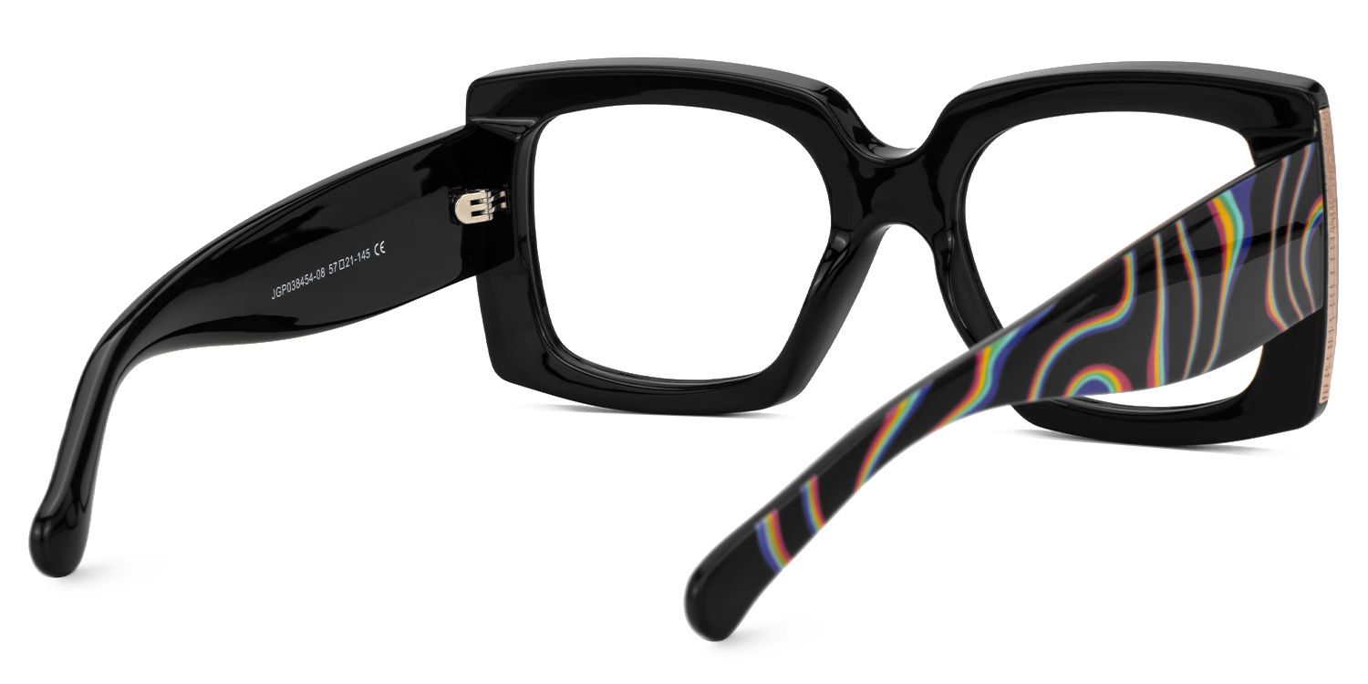 Borislav - Bold Psychedelic Inspired Square Glasses | Vooglam Side View