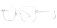 Fenella - Square White Eyeglasses | Vooglam Front View