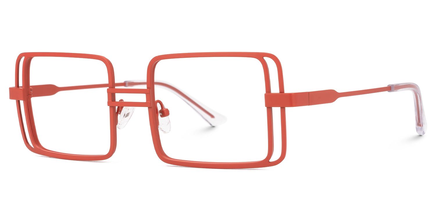 Fergus - Rectangle Red Eyeglasses | Vooglam Front View