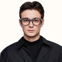 Strobe - Rectangle Two-tone Eyeglasses | Vooglam On Model 2