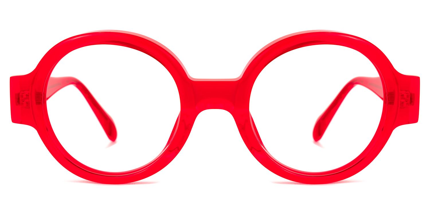 Aelwen - Round Red Eyeglasses | Vooglam Angle View