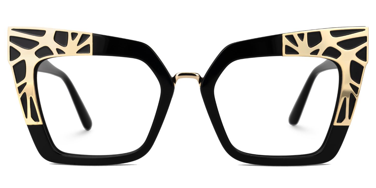 Dangela - Square Black Eyeglasses by Vooglam - Angle View