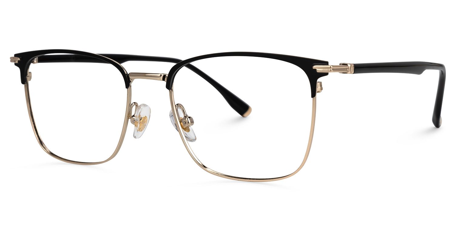 Delaire - Rectangle Black Eyeglasses by Vooglam - Front View