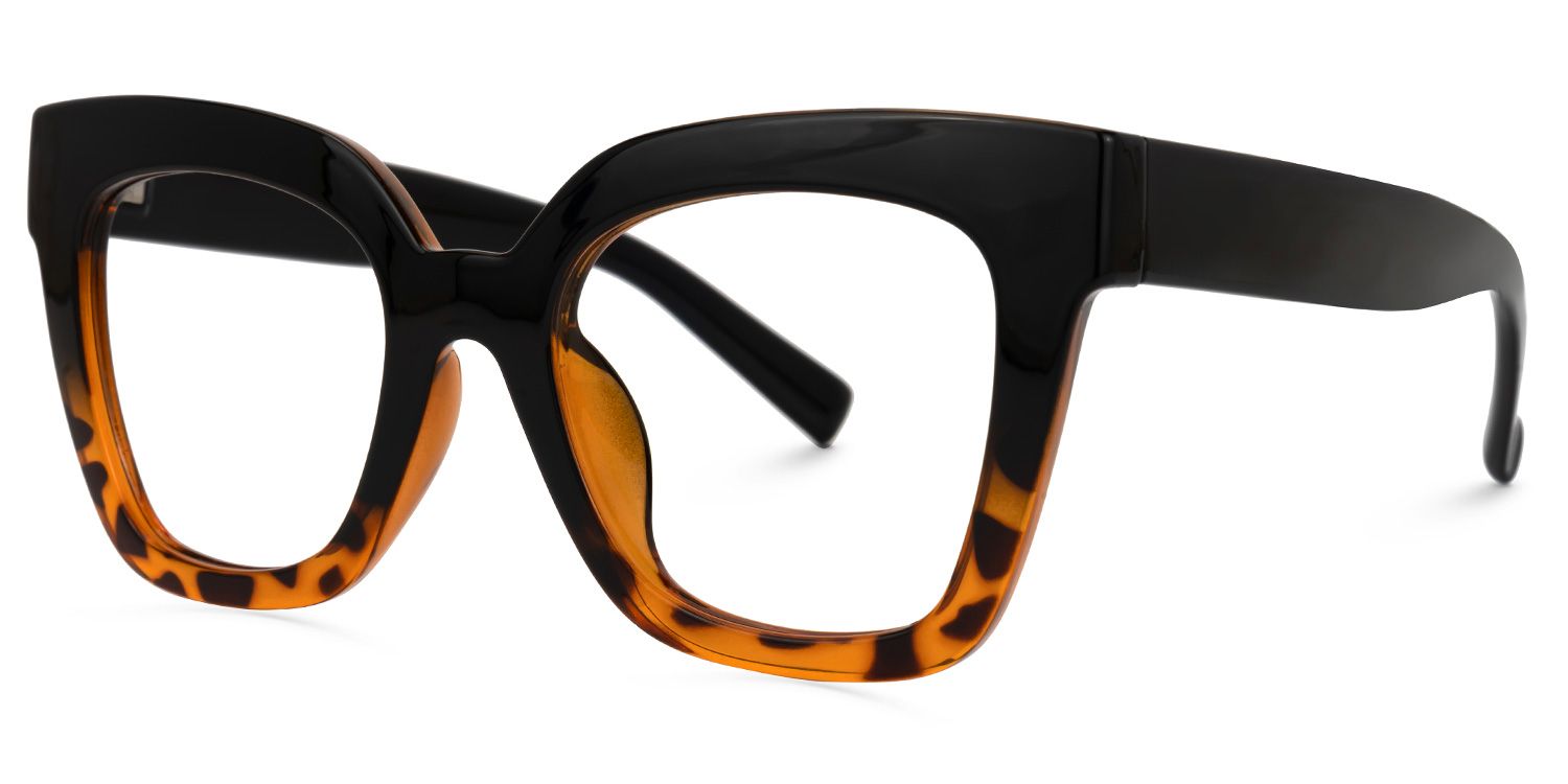 Naila - Bold Black Tortoise Square Eyeglasses | Vooglam Front View