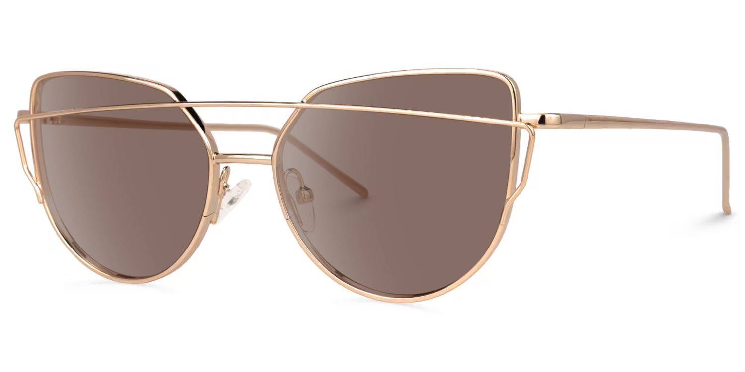 Selina Gold Rim Fashion Aviator Sunglasses Frames | Vooglam Front View