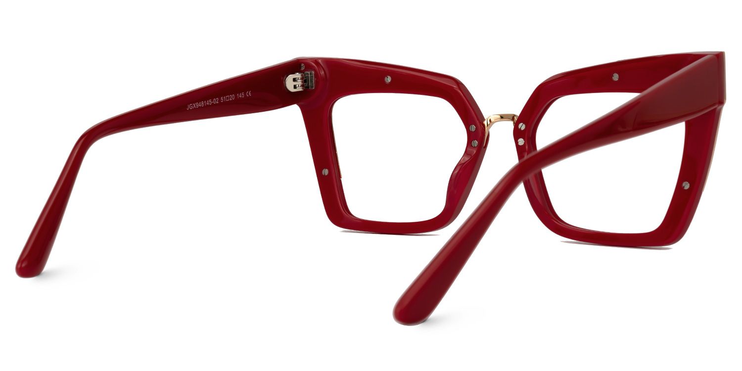 Dangela - Square Red Eyeglasses | Vooglam Side View
