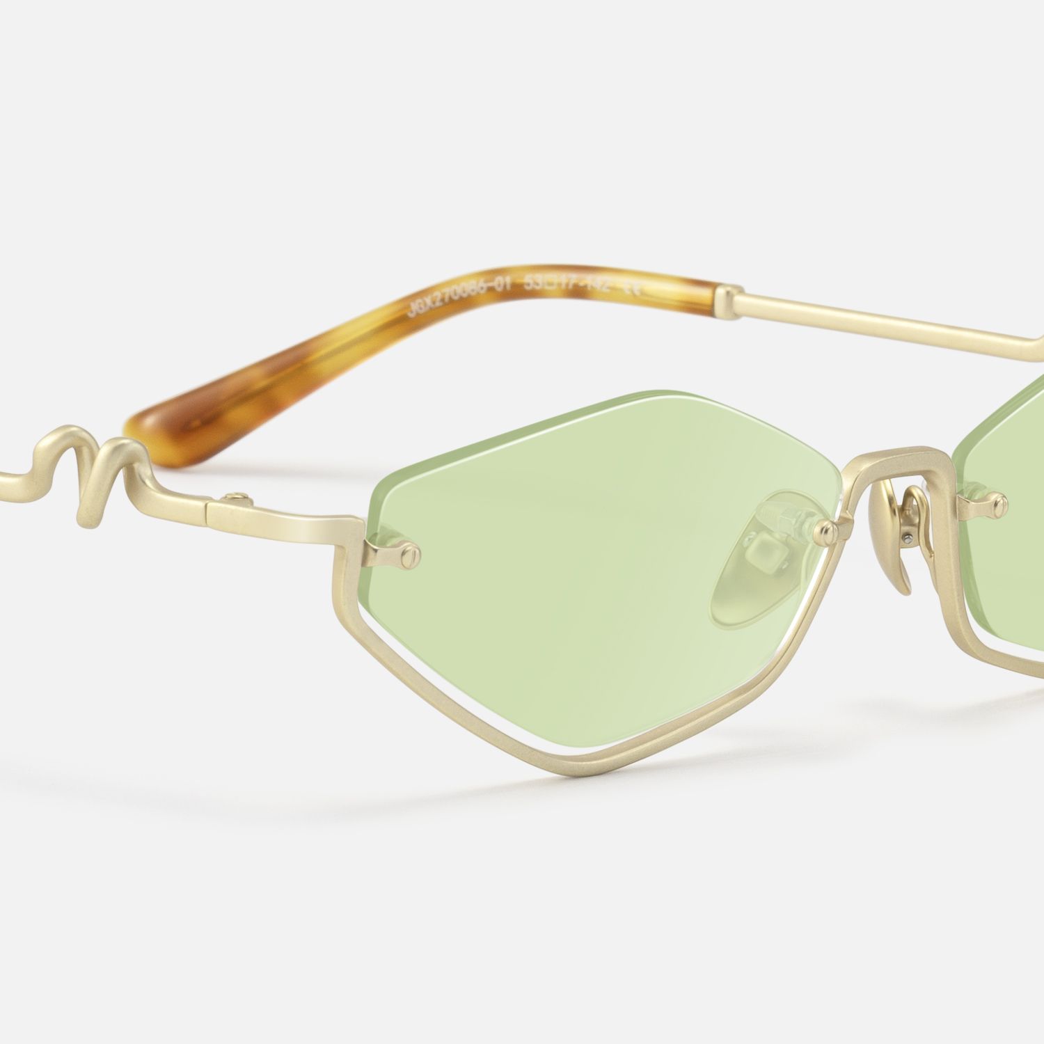 Niseko - Brushed Gold Green Tinted Half Rim Shades | Vooglam Design Details