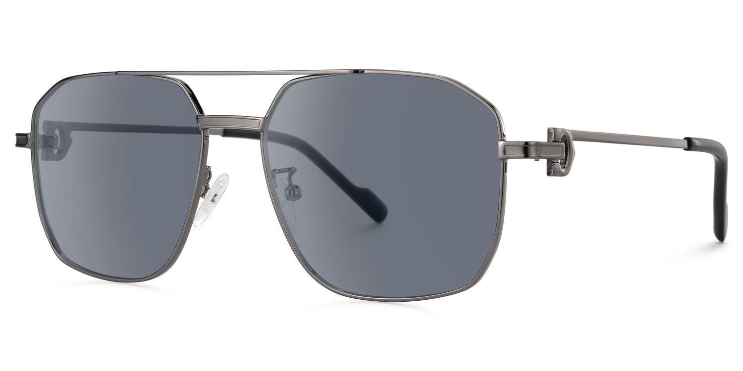 Aero - Aviator Grey Sunglasses | Vooglam Front View