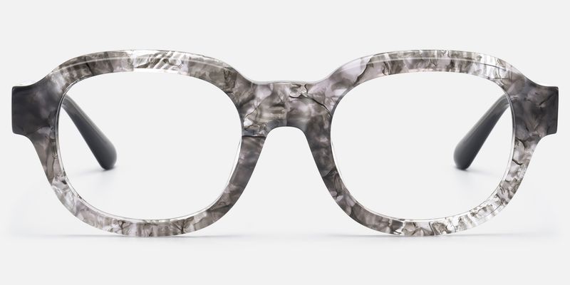 Eerie - Thick Gray Marbled Round Tortoise Frame | Vooglam