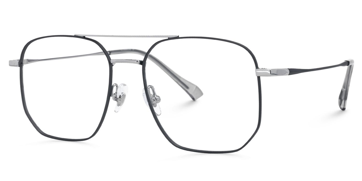 Emke - Aviator Black Eyeglasses | Vooglam Front View
