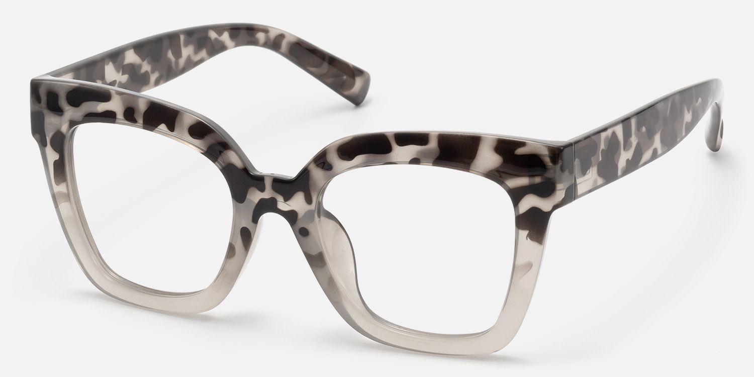 Naila - Stylish Square Tortoise Gray Eyeglasses | Vooglam Front View