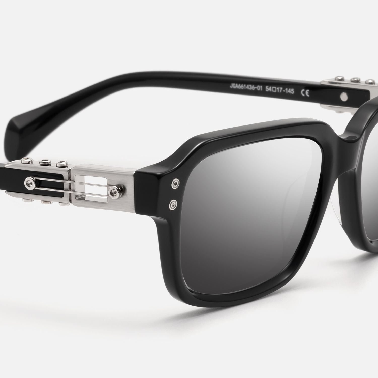 Anacortes - Mirrored Black Guitar Temple Shades | Vooglam Design Details