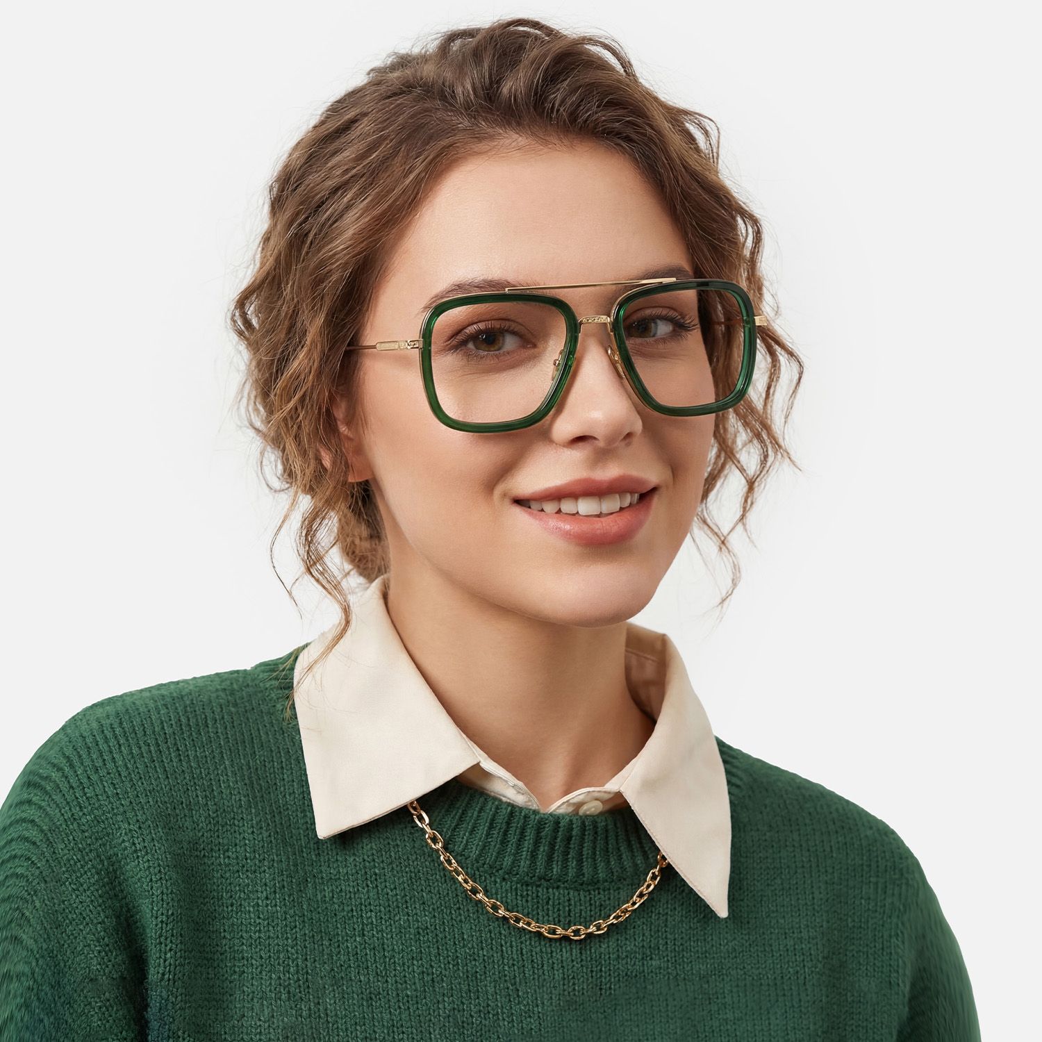 Explore the design story of Alvira - Aviator Green Eyeglasses | Vooglam