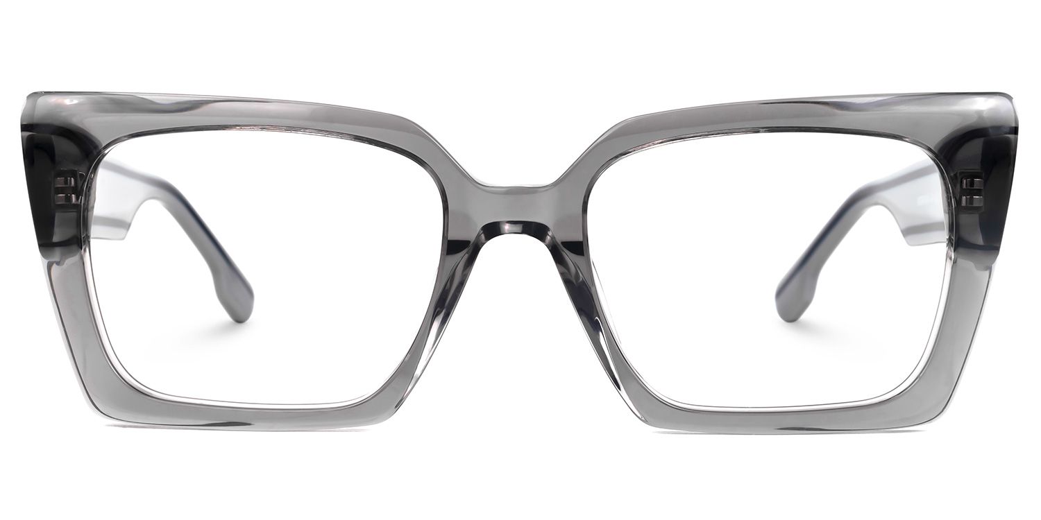 Denicia - Rectangle Grey Eyeglasses | Vooglam Angle View