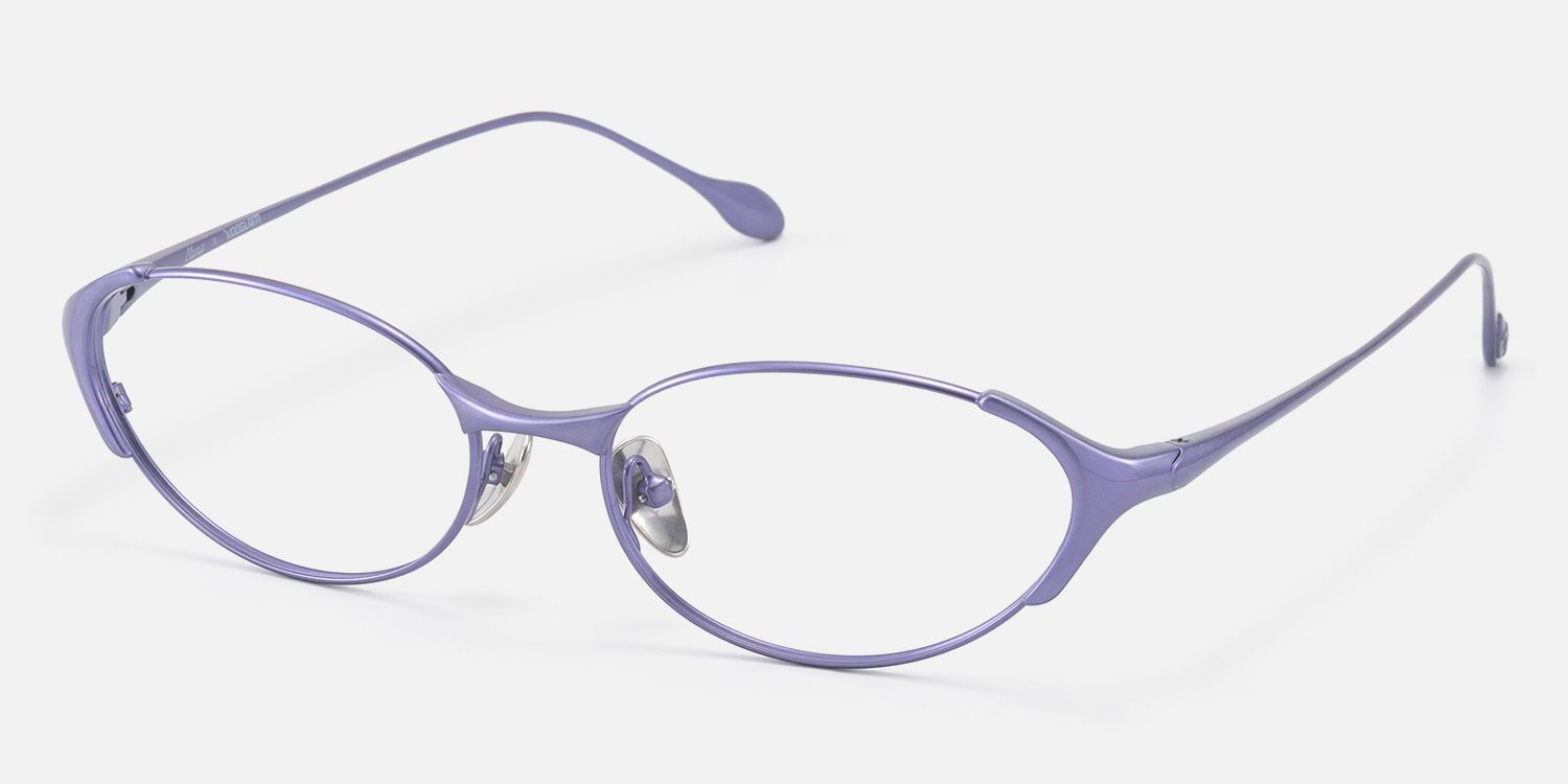Ebisu - Purple Metal Rimmed Oval Glasses | Vooglam Front View