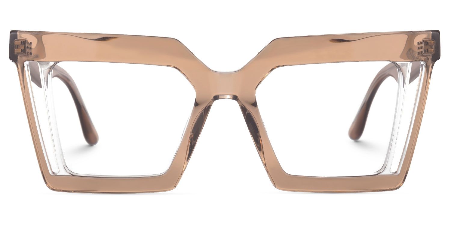 Ekkeko - Square Brown Eyeglasses | Vooglam Angle View