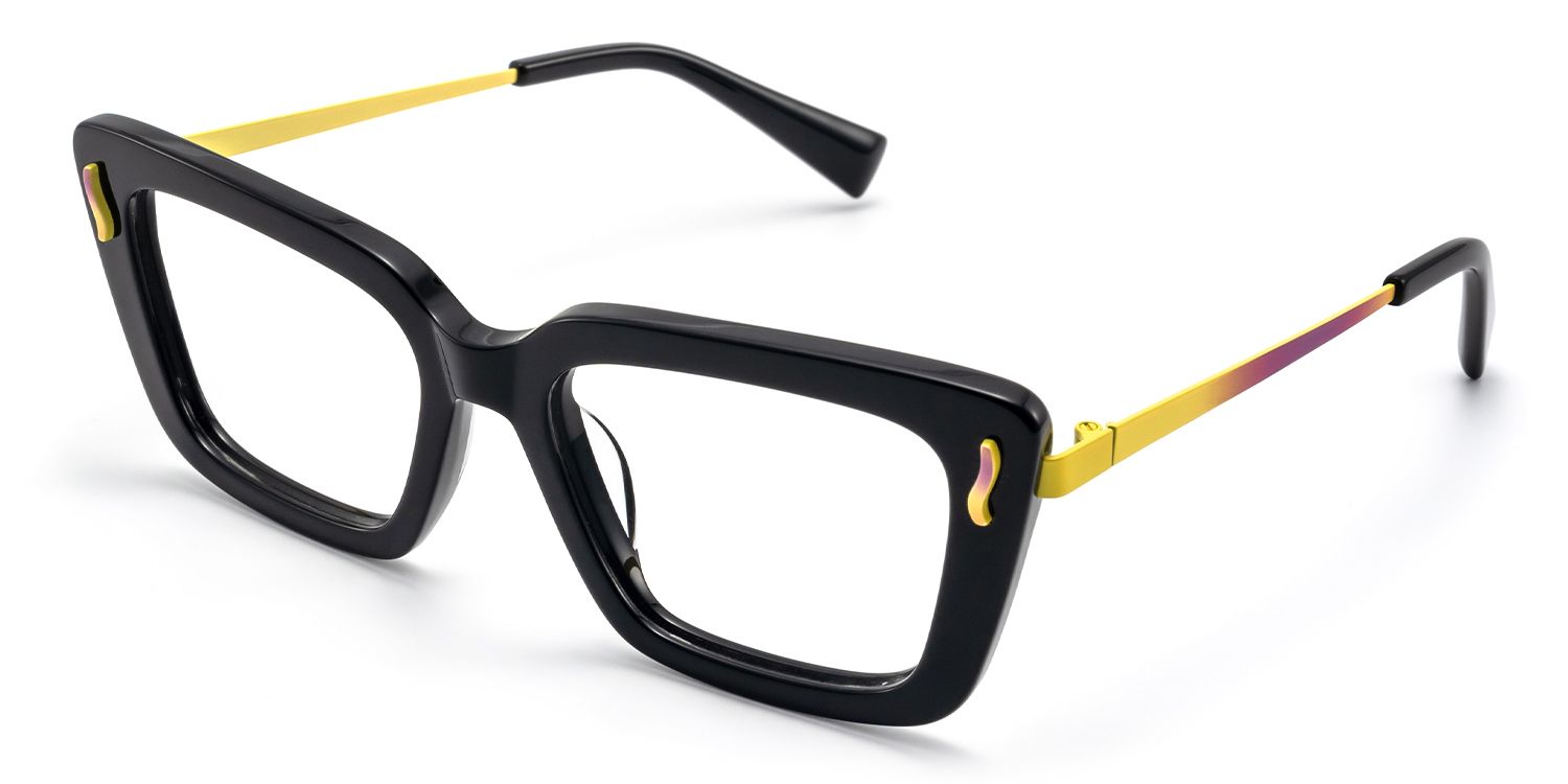 Nebula - Rectangle Black Eyeglasses | Vooglam Front View