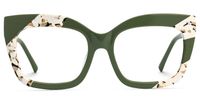 Terrie - Square Dark/Green Eyeglasses | Vooglam Angle View