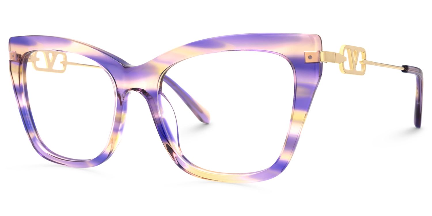 Madelina - Cat Eye Purple Eyeglasses | Vooglam Front View