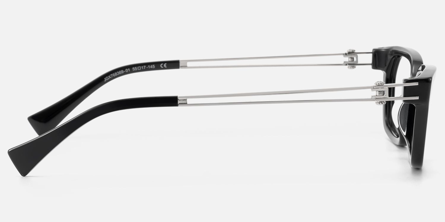 Scarpa - Black Double Wire Acetate Glasses | Vooglam Side View