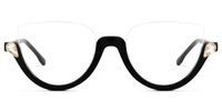 Sylvia Black Semi-Rimless Cat Eye Glasses for Women | Vooglam Angle View
