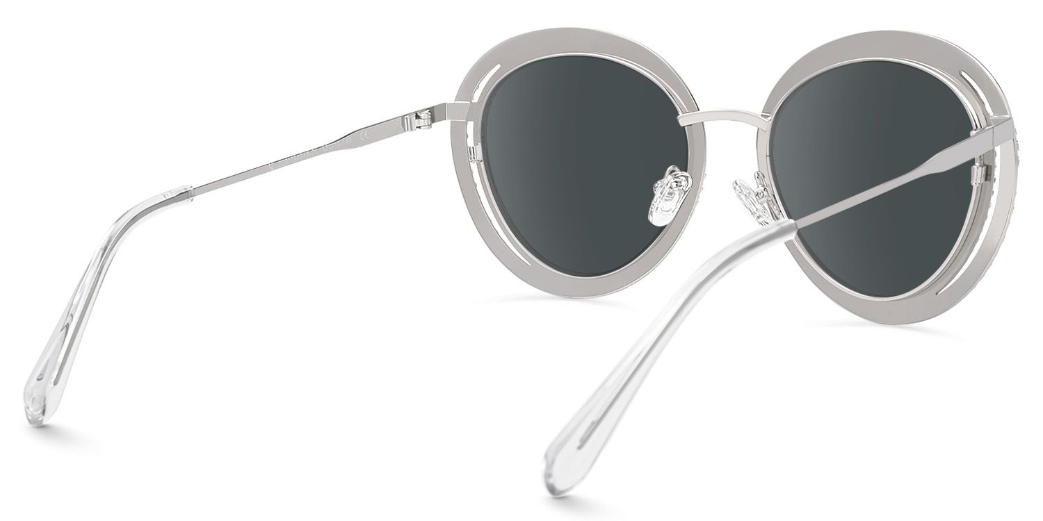 Hafiz - Round Silver Sunglasses | Vooglam Side View