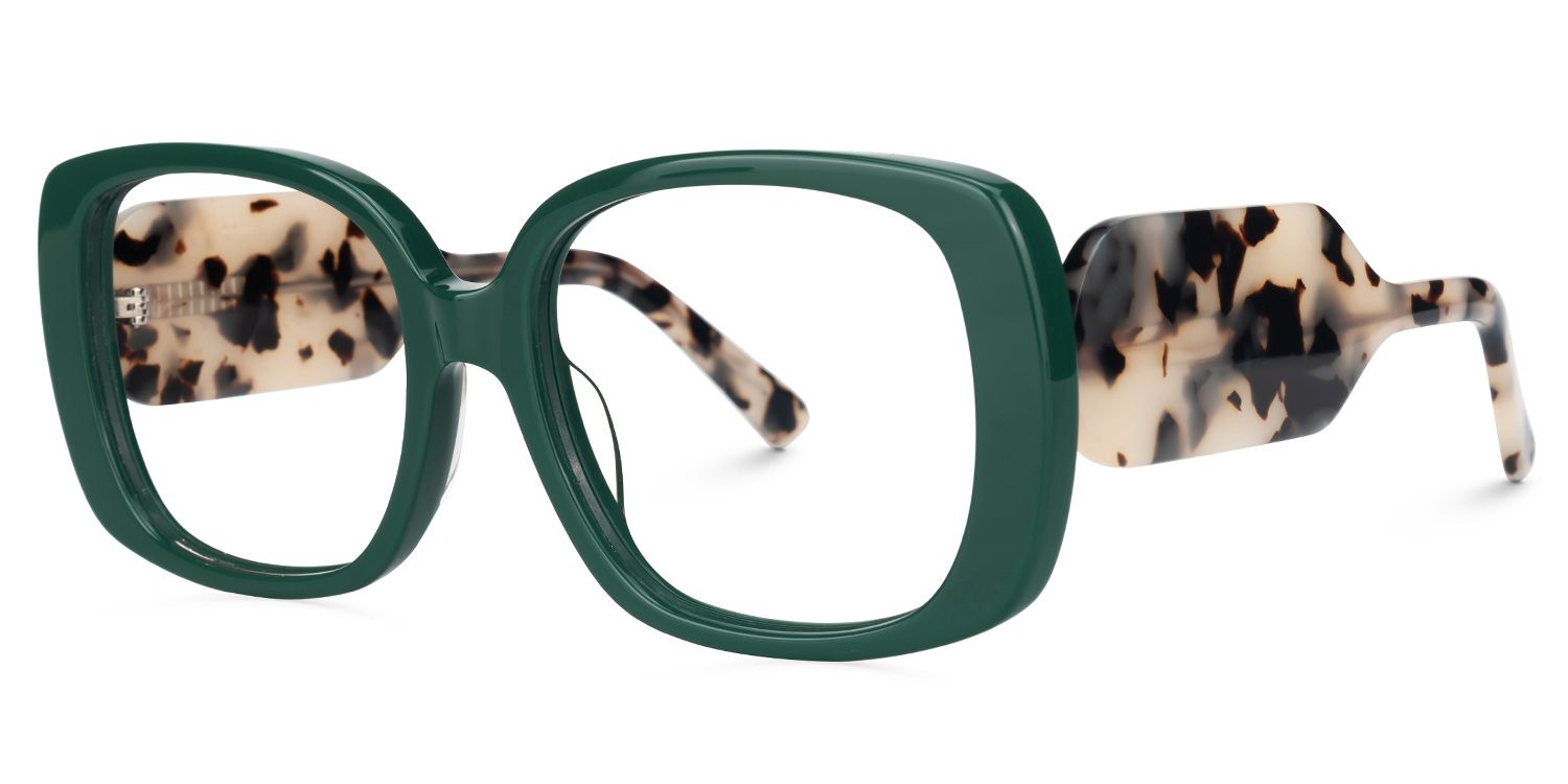 Elisaveta - Rectangle Green Eyeglasses | Vooglam Front View