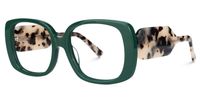 Elisaveta - Rectangle Green Eyeglasses | Vooglam Front View