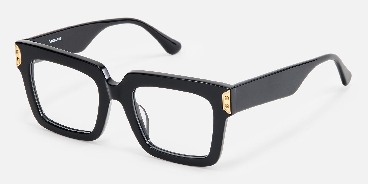 Daiane - Square Black Eyeglasses | Vooglam Front View