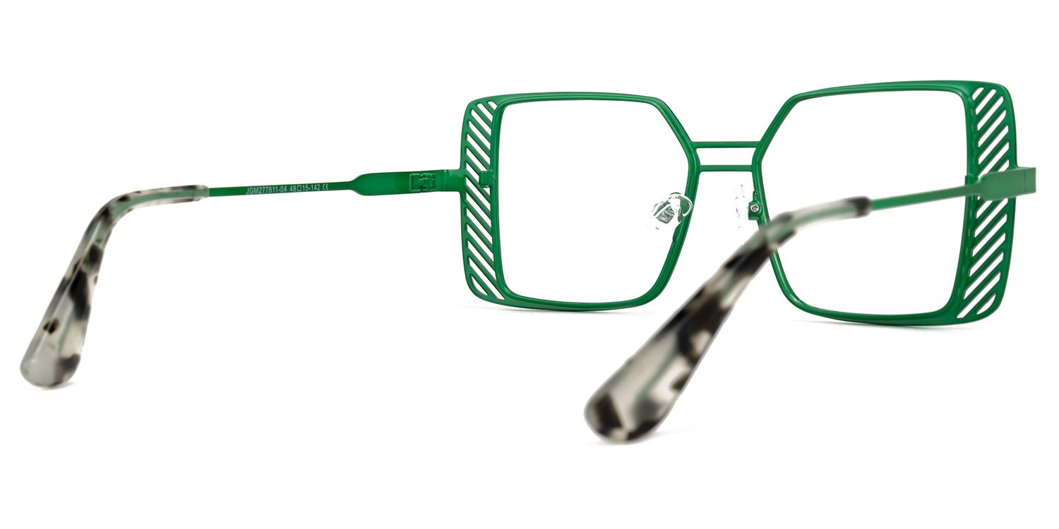 Eirene - Square Green Eyeglasses | Vooglam Side View