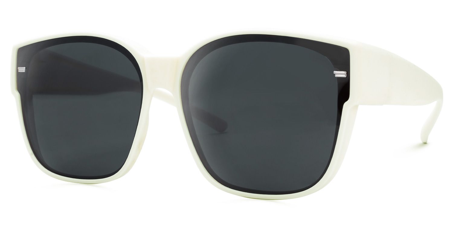 Kagami - Square White Fit Over Sunglasses | Vooglam Front View