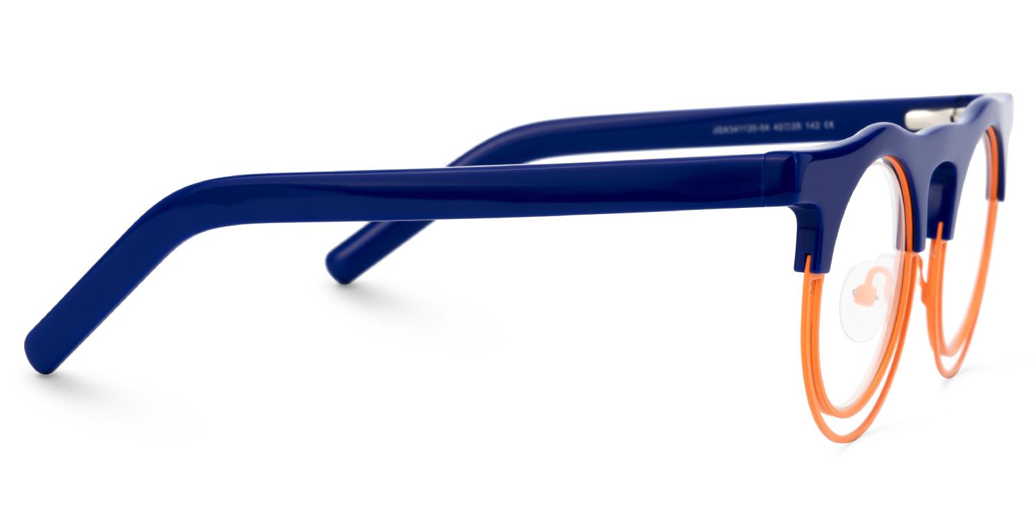 Farthing - Round Blue Eyeglasses by Vooglam - Product View 4