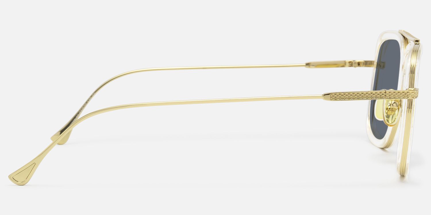 Alvira - Clear Aviator Sunglasses Gold Frame | Vooglam Side View