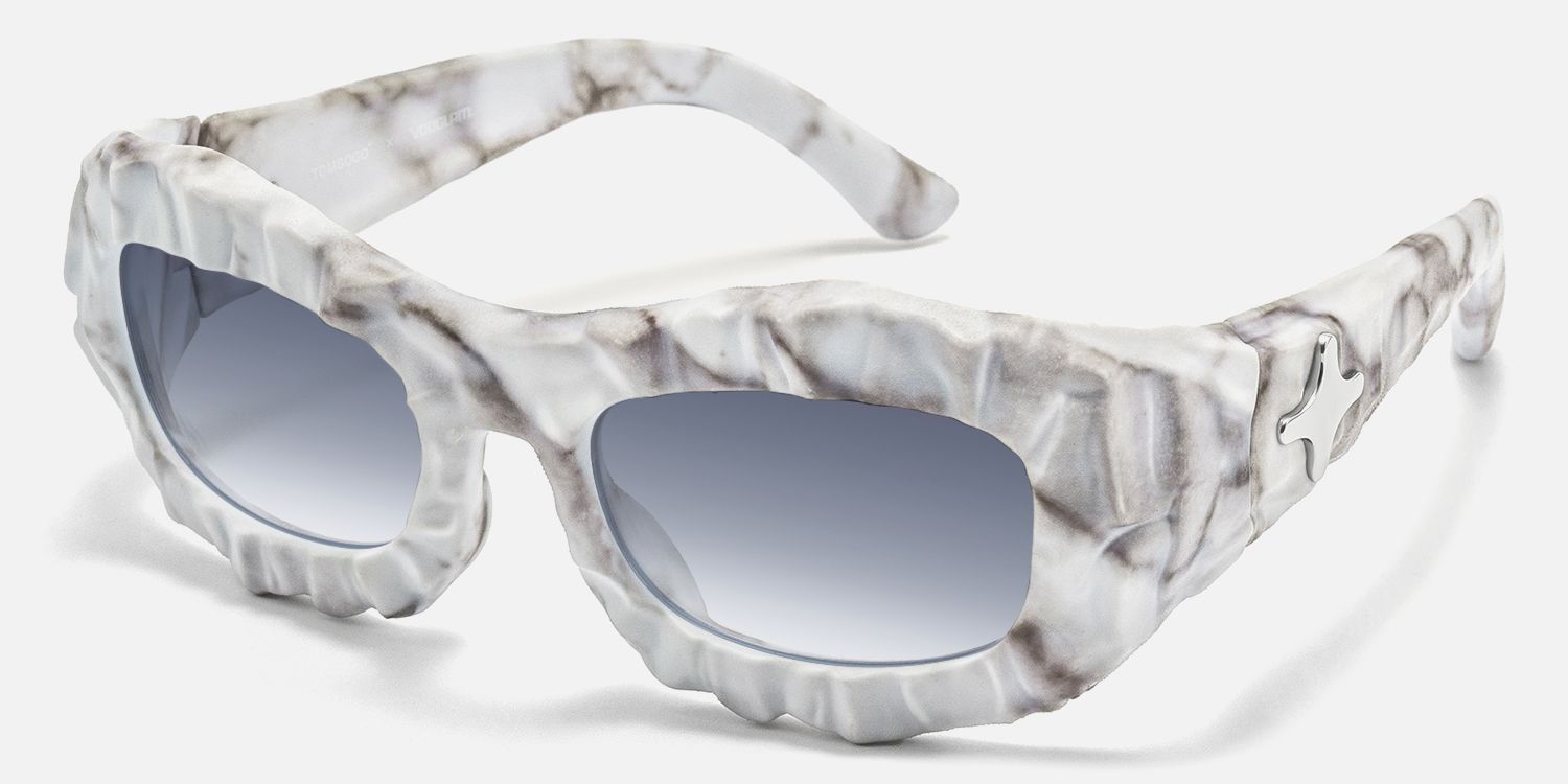 The Geologist - Geometric White Sunglasses | Vooglam Front View