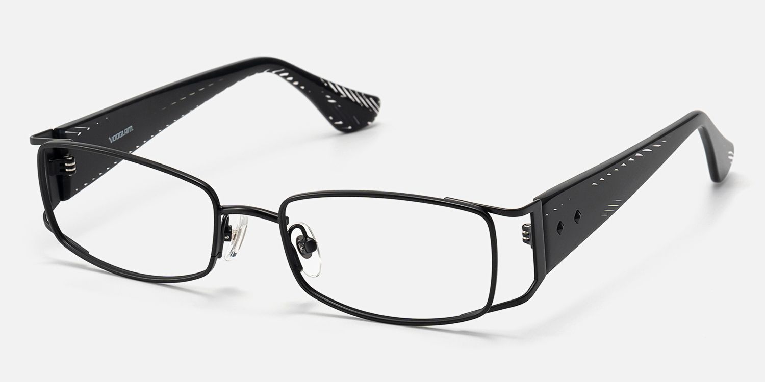 Wren - Unique Metal Rim Rectangle Black Glasses | Vooglam Front View