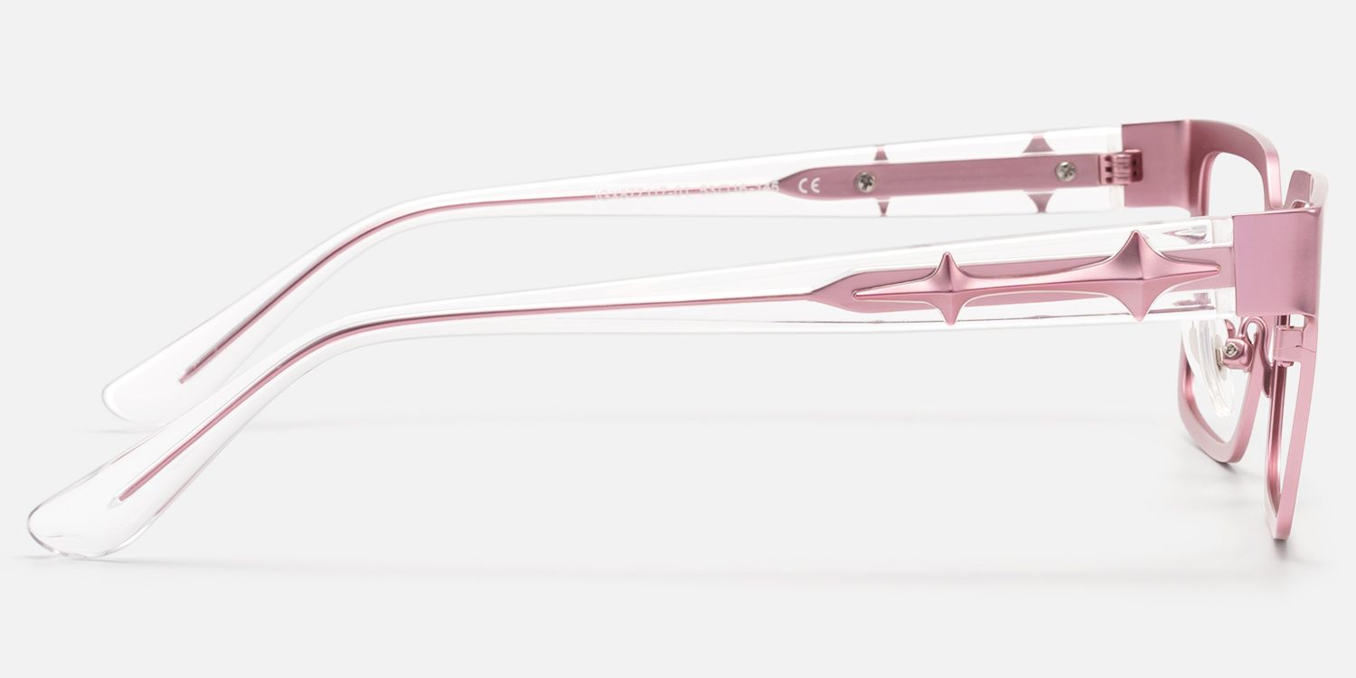 Vector - Matte Pink Metal Embossed Star Glasses by Vooglam - Side View