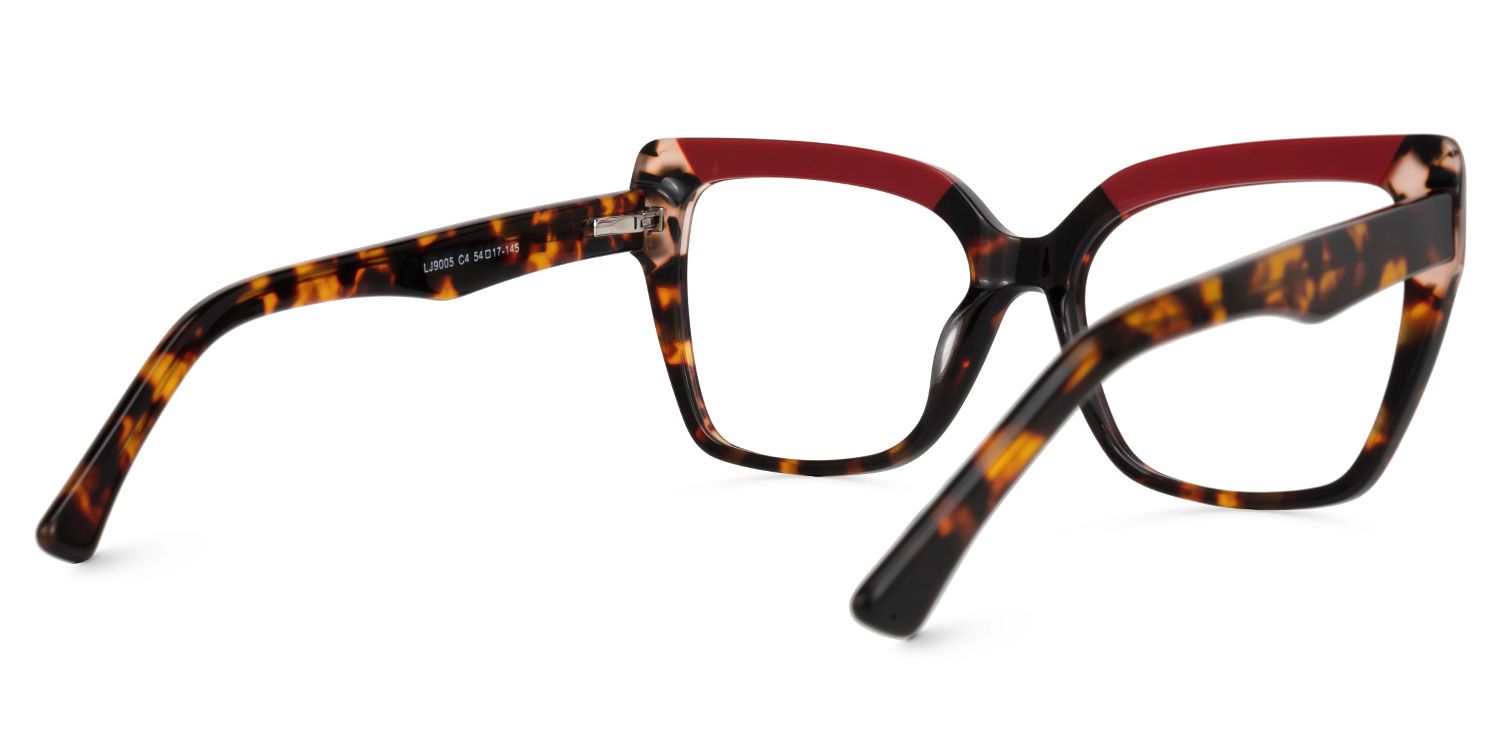 Deserae - Square Red/Tortoise Eyeglasses | Vooglam Side View