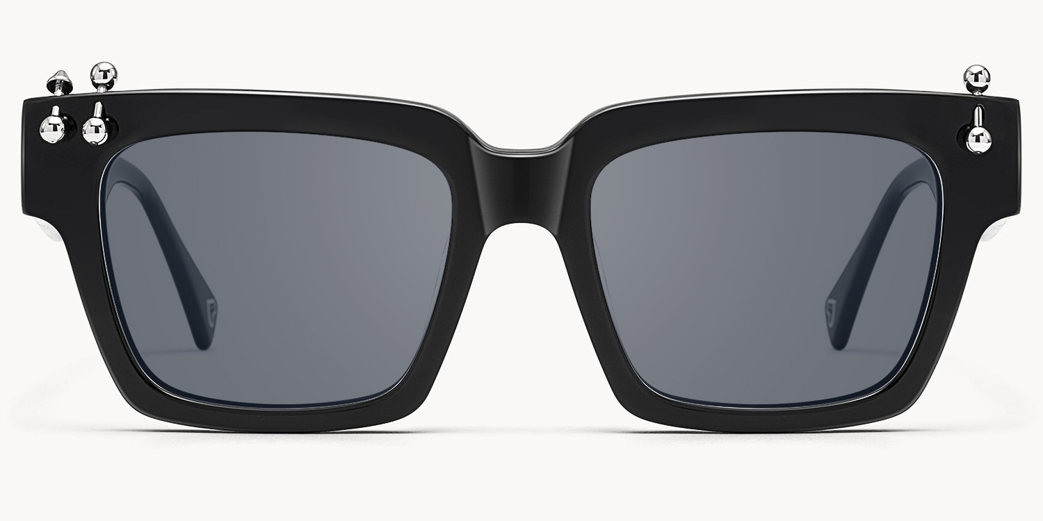 PIERCE - Square Black Sunglasses - 1