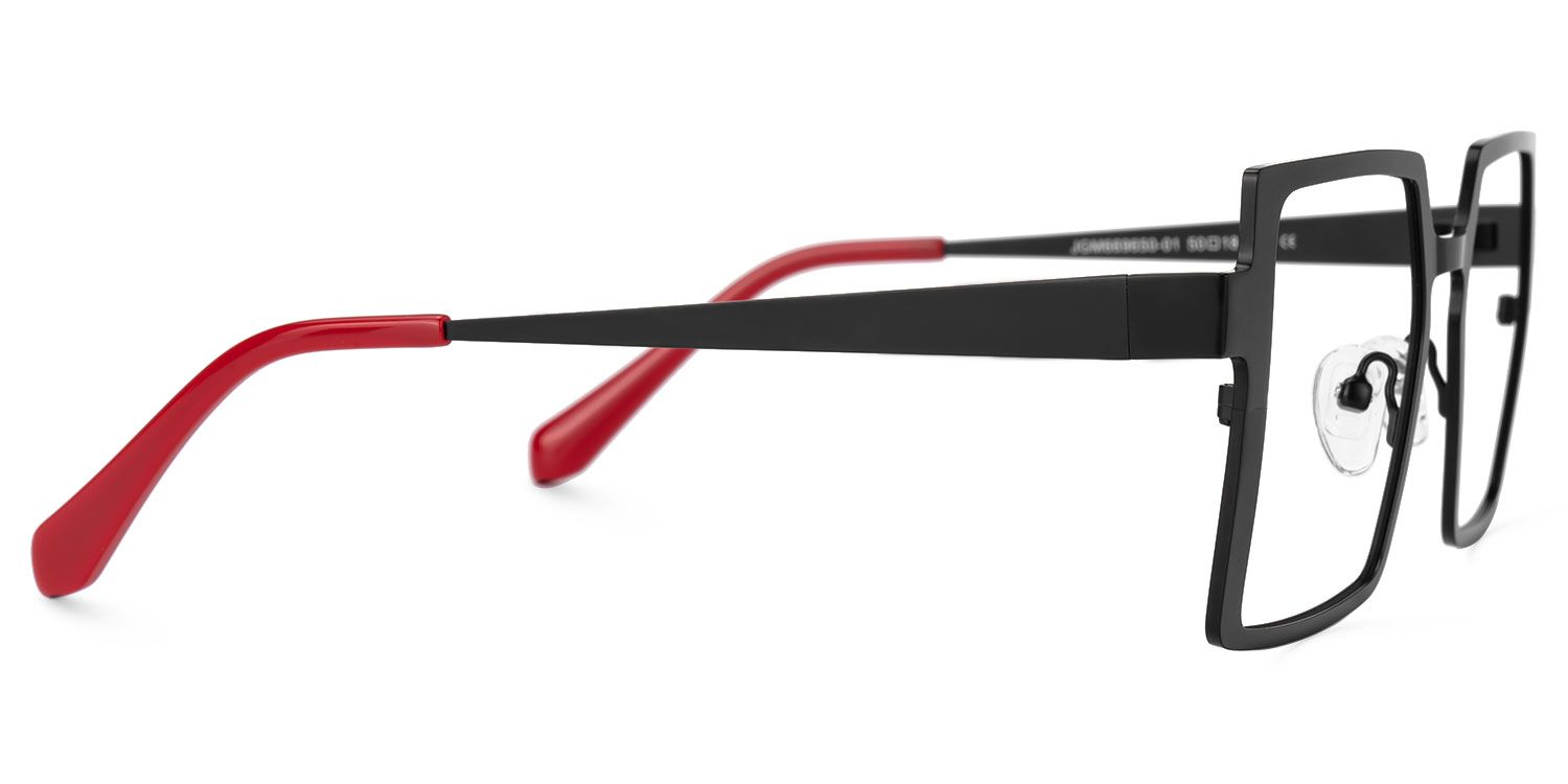 Elowen - Rectangle Black Eyeglasses | Vooglam 4