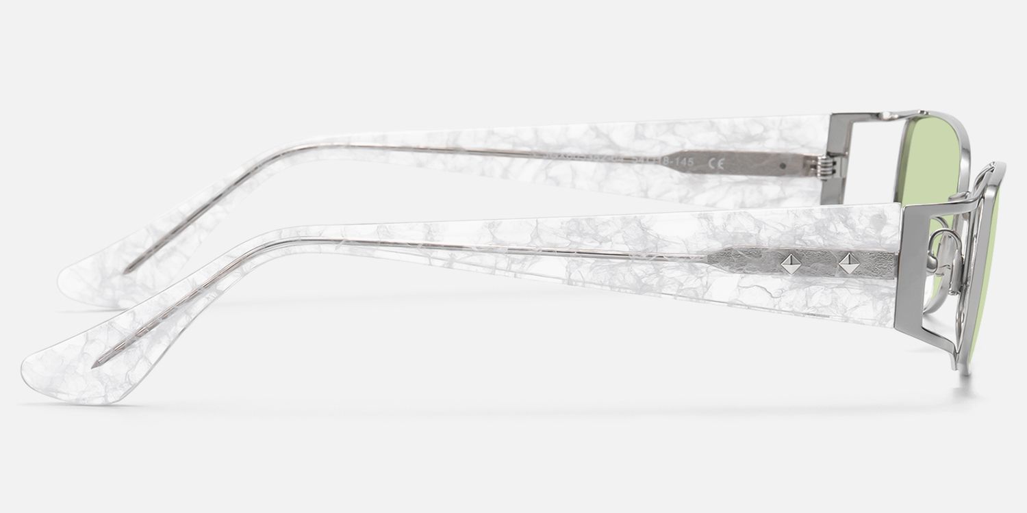 Wren - Social Event Rectangle Silver Sunglasses | Vooglam Side View