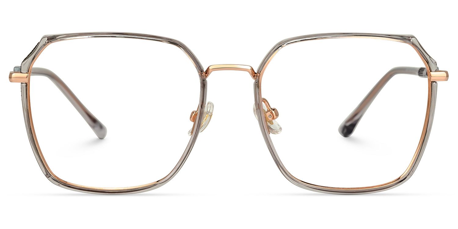 Denji - Geometric Grey Eyeglasses | Vooglam Angle View