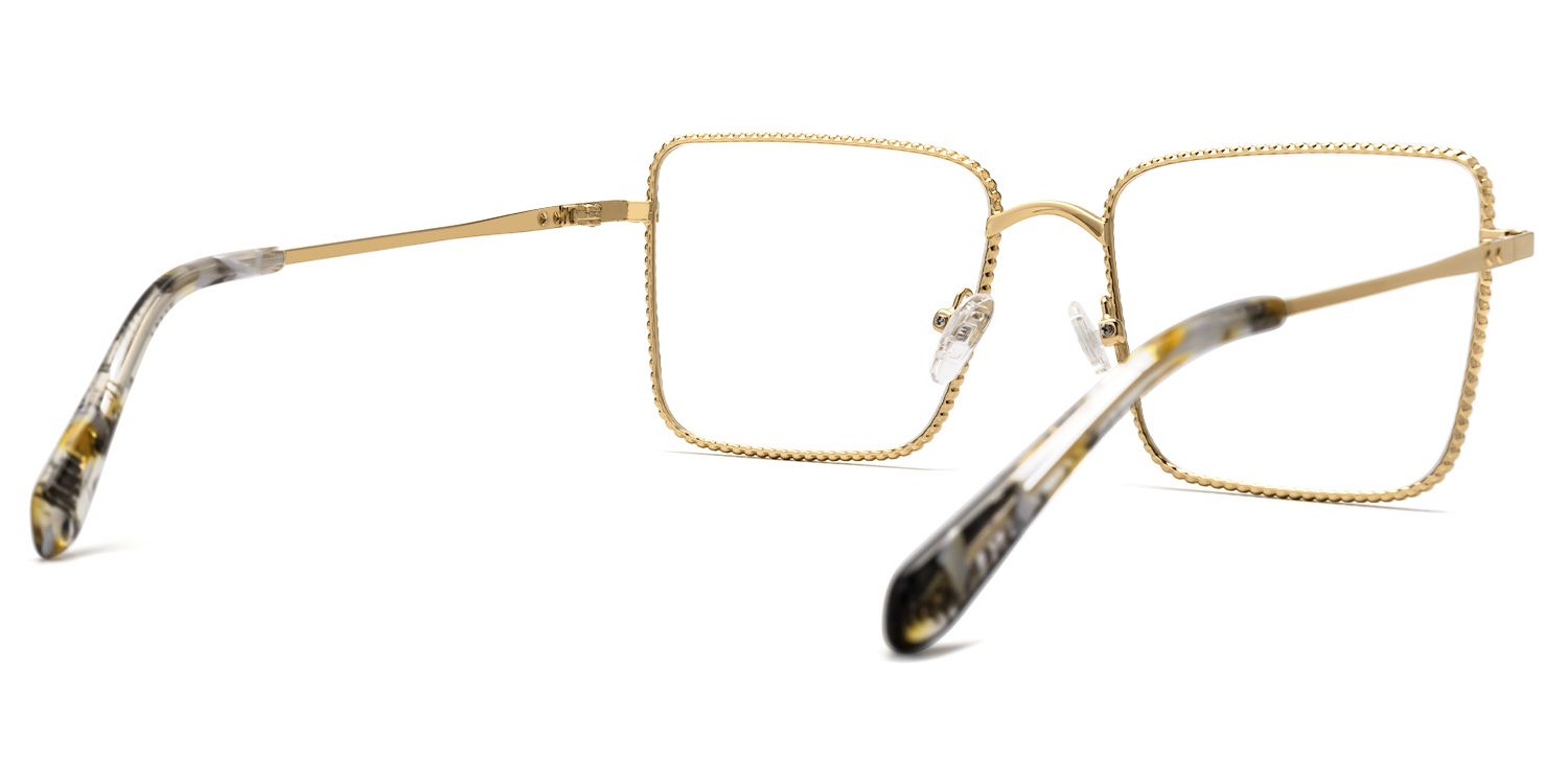 Gadiel - Square Gold Eyeglasses by Vooglam - Side View