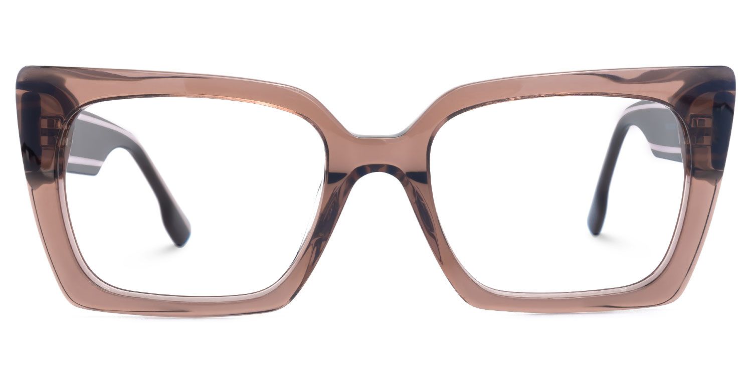 Denicia - Rectangle Brown Eyeglasses | Vooglam Angle View