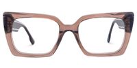 Denicia - Rectangle Brown Eyeglasses | Vooglam Angle View