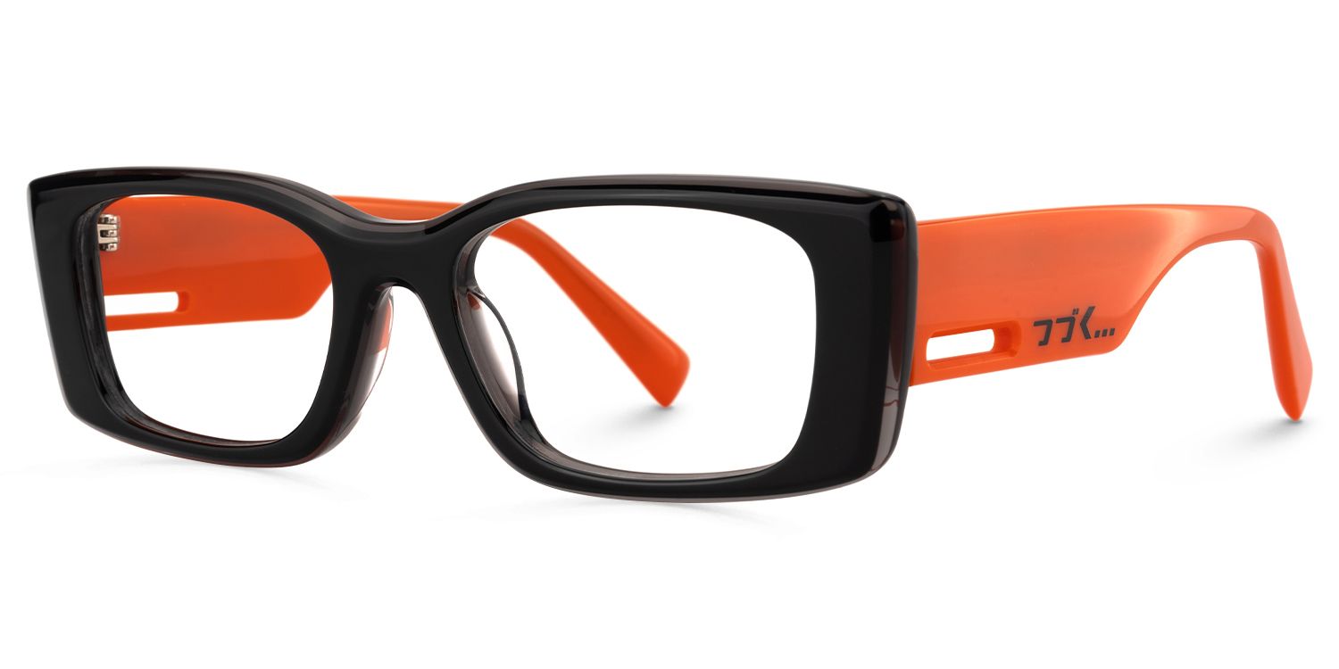Horizon - Rectangle Black Eyeglasses | Vooglam Front View
