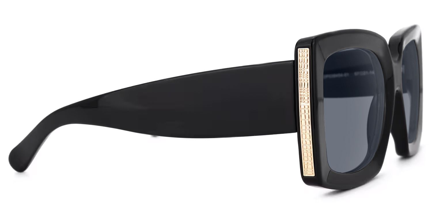 Borislav - Rectangle Black Sunglasses by Vooglam - Product View 4