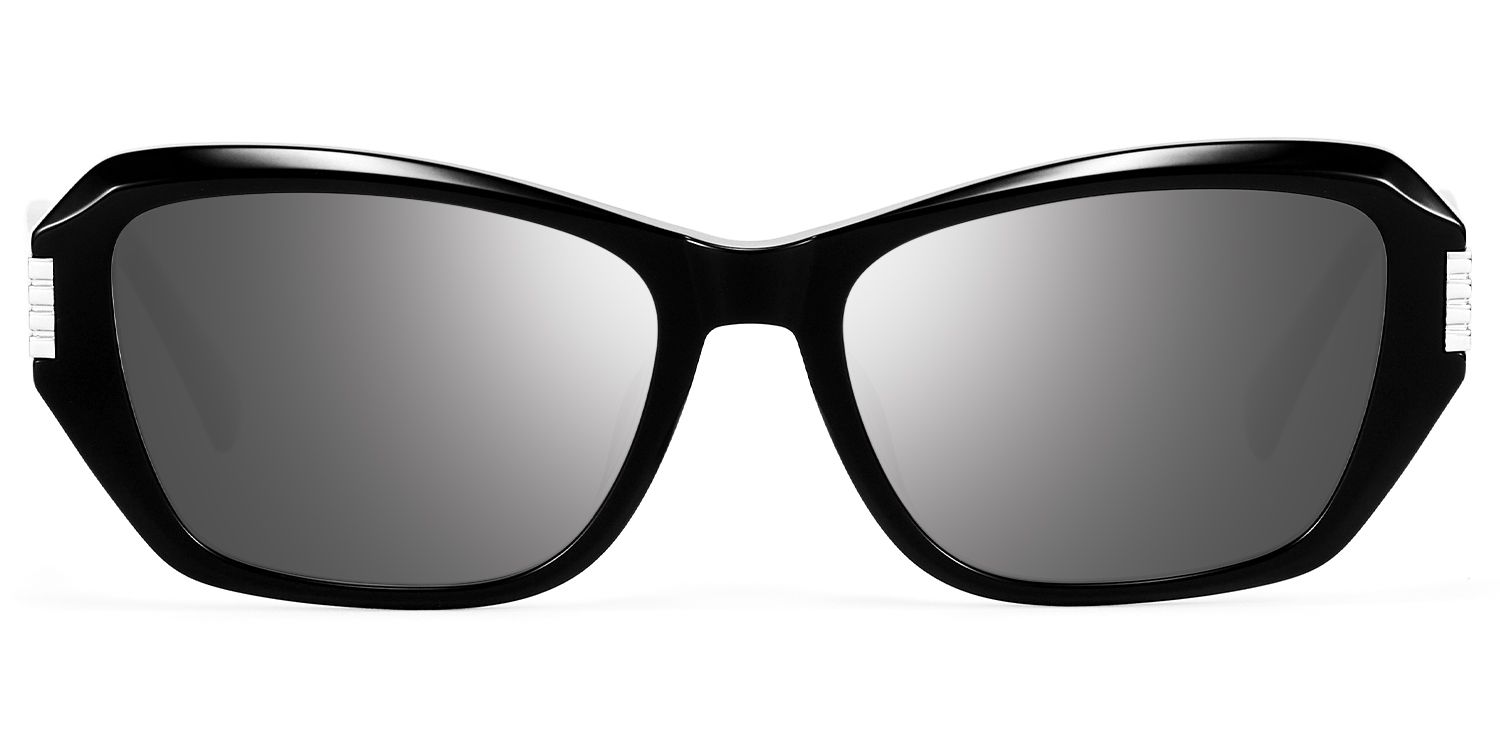 Frame Size of Flicker - Geometric Black Bug Eye Sunglasses | Vooglam