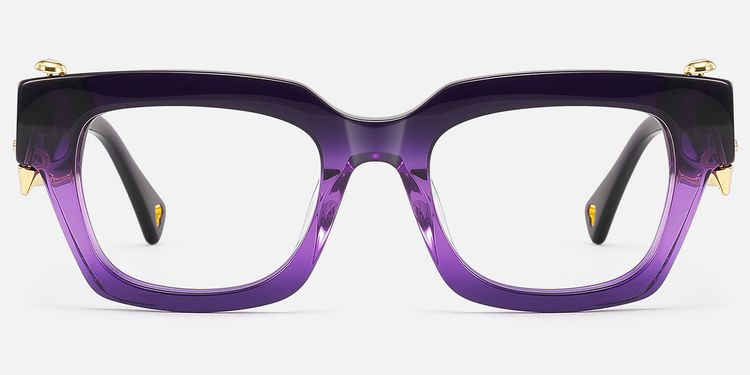 Sabrina - Clear Purple Rectangle Glasses with Spikes|Vooglam