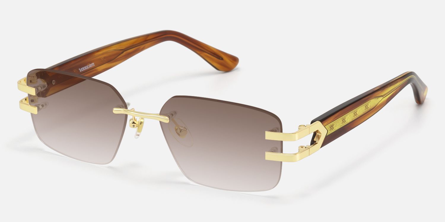 Aurum - Gradient Brown Rimless Sunglasses | Vooglam Front View